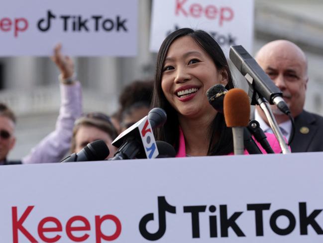 WASHINGTON, DC - MARCH 22: TikToker Tiffany Yu speaks during a news conference in front of the U.S. Capitol on March 22, 2023 in Washington, DC. TikTok CEO Shou Zi Chew will testify before the House Energy and Commerce Committee tomorrow on whether the video-sharing app is safeguarding user data on the platform.   Alex Wong/Getty Images/AFP (Photo by ALEX WONG / GETTY IMAGES NORTH AMERICA / Getty Images via AFP)