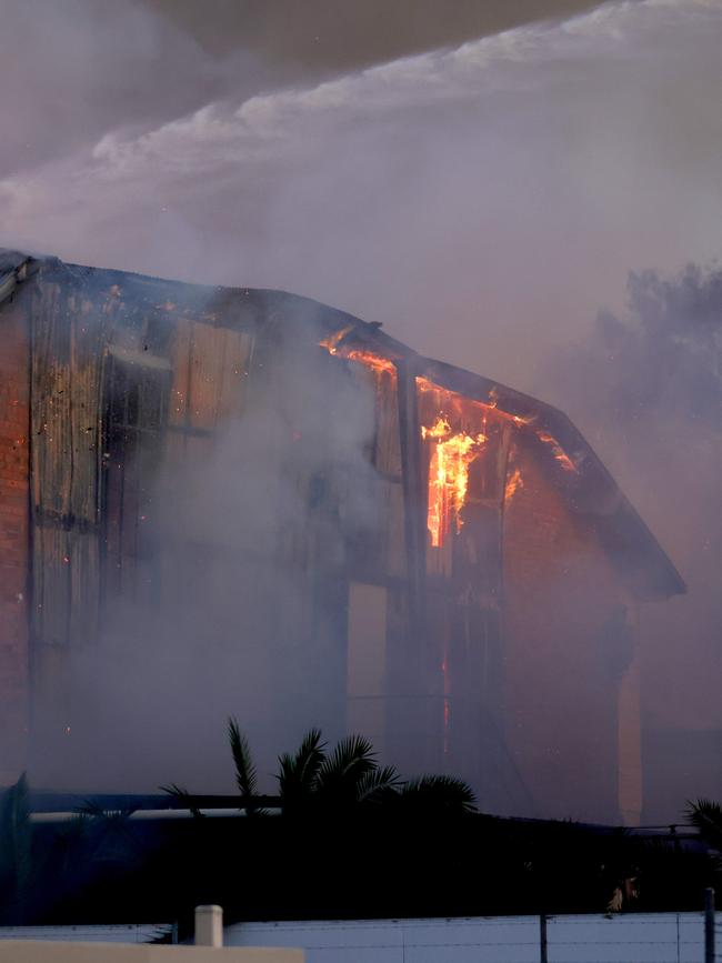 The Gabba fire that destroyed Lussh. Picture: Steve Pohlner