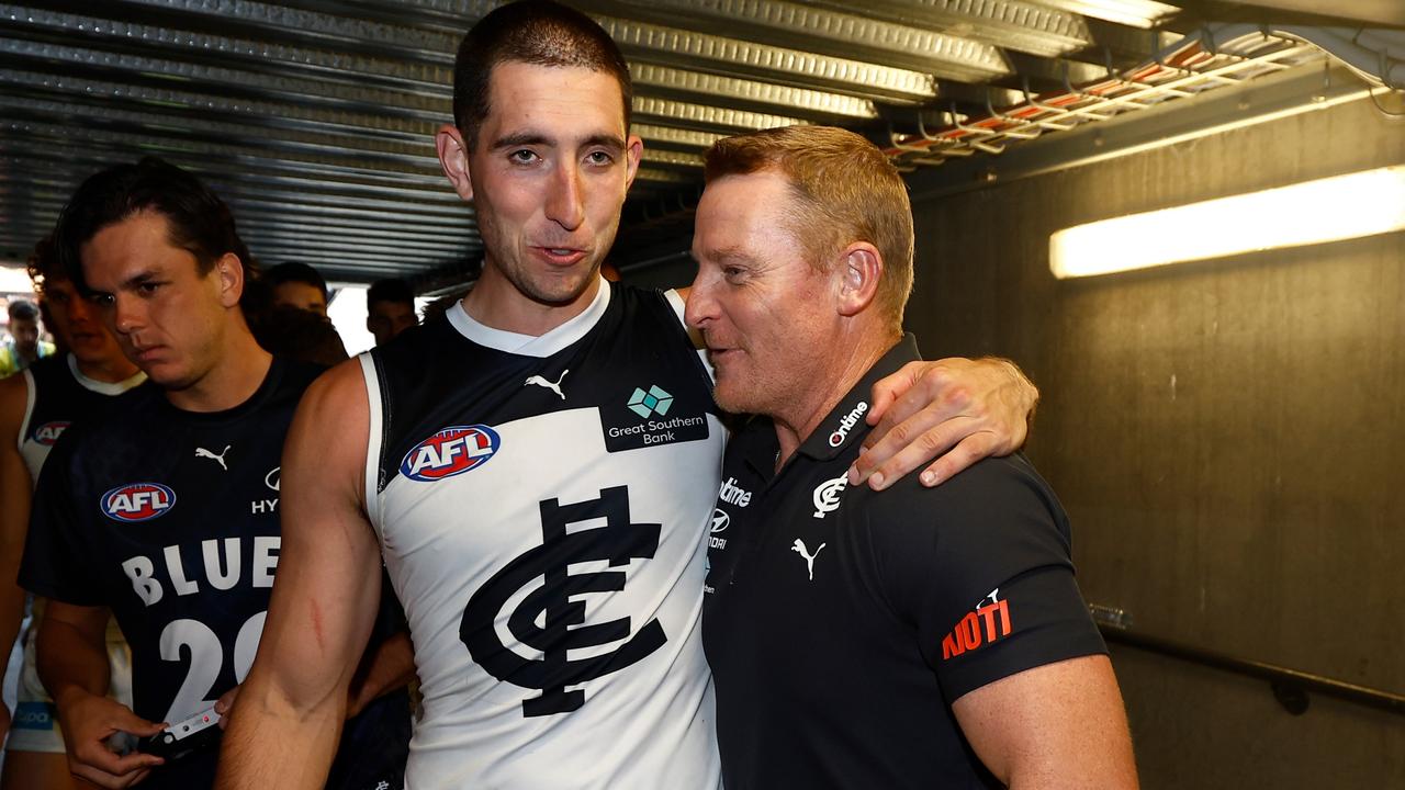 Jacob Weitering has pledged his future to Carlton. Picture: Michael Willson/AFL Photos via Getty Images