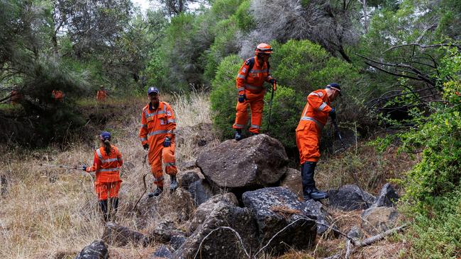 SES volunteers search bushland near Shelford on Tuesday. Picture: Aaron Francis