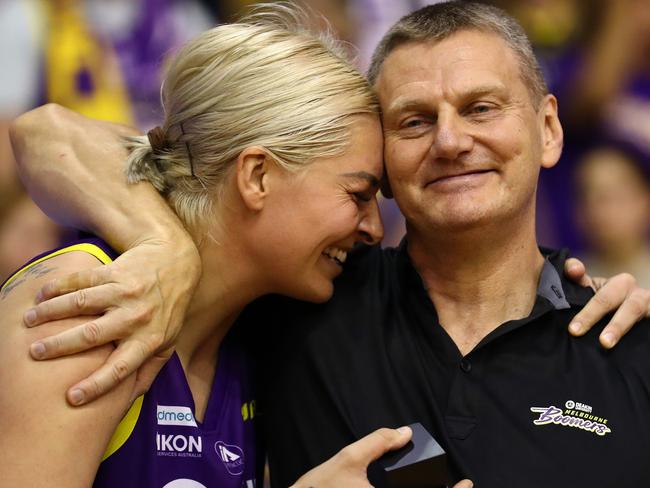 George and Molloy won the WNBL title at the Melbourne Boomers. Picture: Kelly Defina/Getty Images