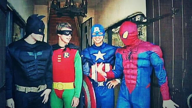 Game for a laugh ... The Australian musicians go superhero in Los Angeles. Picture: 5 SOS/Twitter