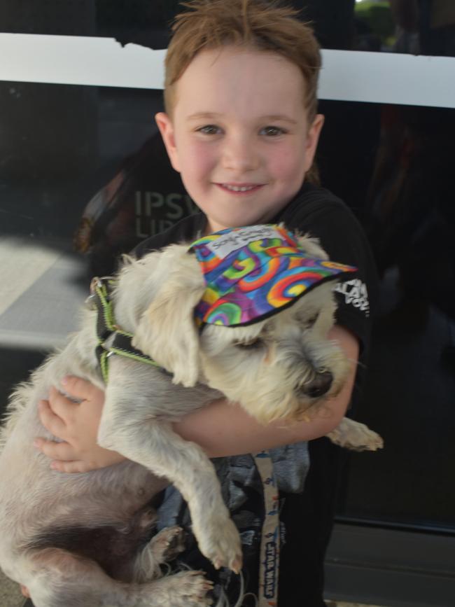 Ipswich 2023 Dog Day at Nicholas Street Precinct pictured is Jeremiah Bingham with his dog