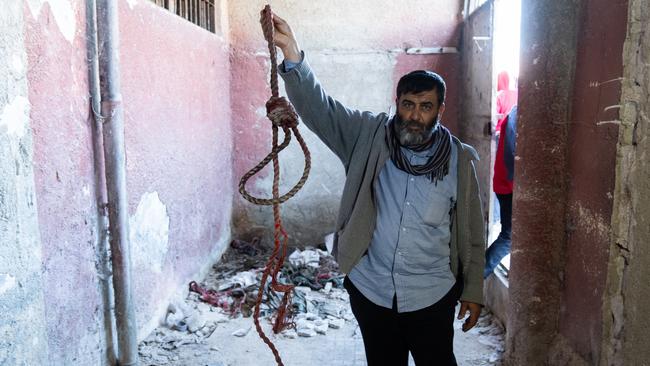 A man holds a rope at the Sednaya Military Prison after armed groups, opposing Syria's Bashar al-Assad regime take control in Damascus, Syria on December 9, 2024. Picture: Emin Sansar/Anadolu via Getty Images