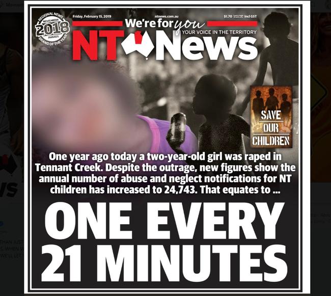 NT News front page February 15, 2019