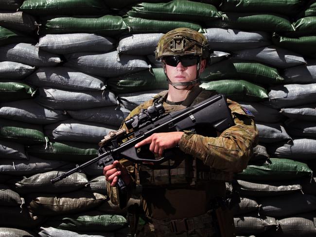 Soldiers from the 3rd Battalion provide protection to their mates by acting as "Guardian Angels" as part of the Force Protection Element in Kabul with Task Force Afghanistan. Picture: Gary Ramage