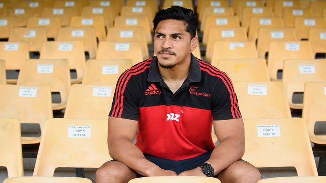 Petr Samu of the Crusaders poses at Rugby Park in Christchurch.