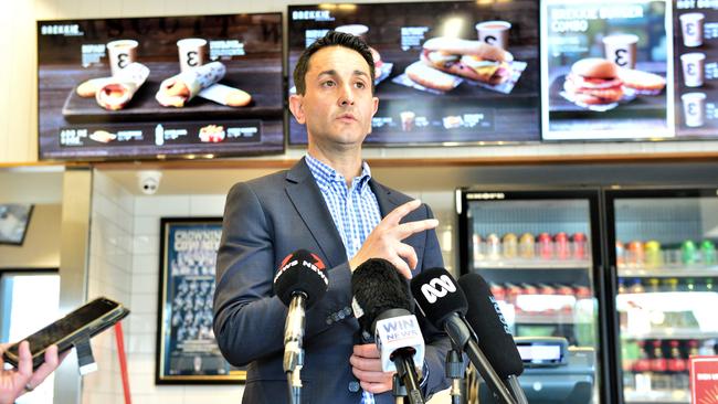 Leader of the Opposition David Crisafulli at Red Rooster Aitkenvale. Picture: Natasha Emeck