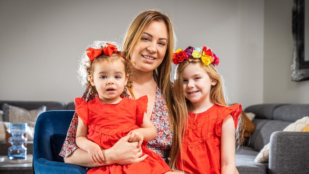 Shani Martin with her daughters Sasha and Aria. Picture: Jake Nowakowski