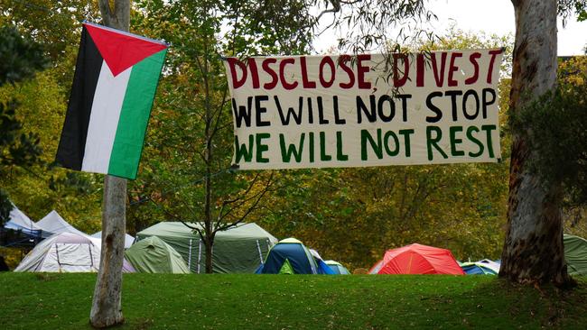 MELBOURNE, AUSTRALIA: Newswire Photos: APRIL 29 2024: General views a University of Melbourne pro-Palestine encampment. Picture: NCA Newswire / Blair Jackson