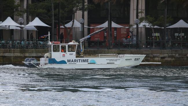 A maritime boat near the Overseas Passenger Terminal on Monday morning. Picture: NCA Newswire / Gaye Gerard