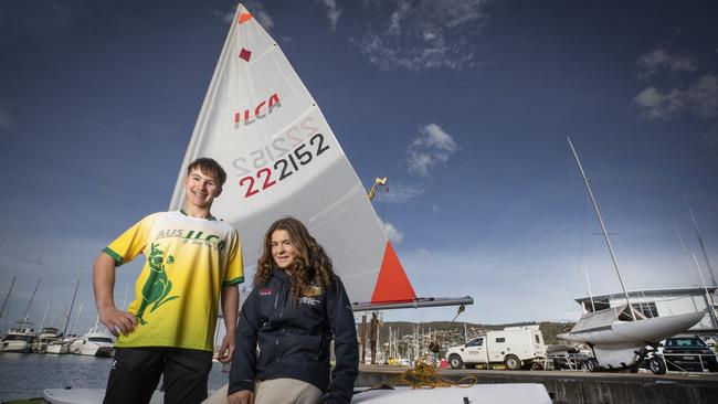 Tom Fader 15 and Indy Cooper 16 who are competing in the ILCA 4 Youth World Championships in Greece. Picture: Chris Kidd