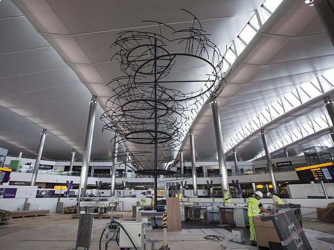 A sculpture in the under-construction departure lounge of Heathrow’s new Terminal 2. Picture: Getty