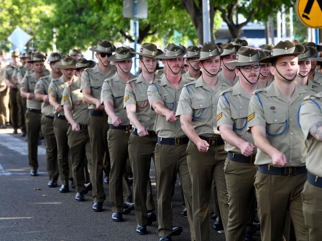Anzac Day 2025. Strand parade in Townsville. Soliders from 3CER. Picture: Evan Morgan
