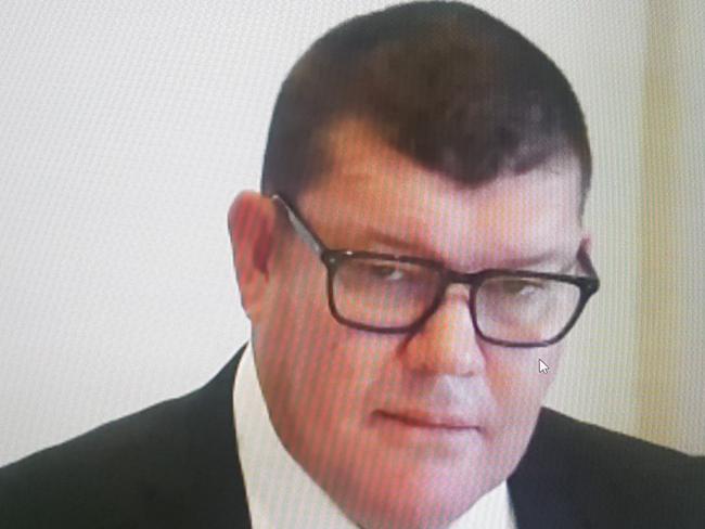 Australian billionaire James Packer is pictured as he gives evidence at the NSW casino inquiry on Wednesday October 7, 2020. Picture: Handout via NCA NewsWire