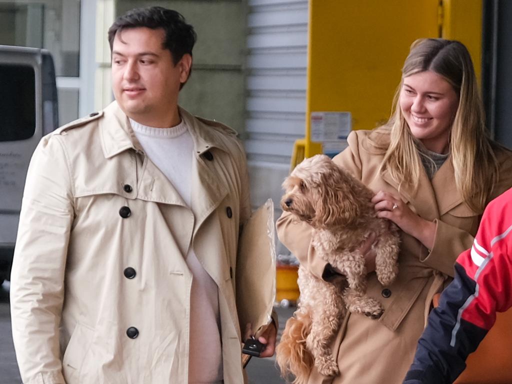 Higgins and husband David Sharaz at the Bordeaux-Merignac airport in France. Picture: Jacquelin Magnay