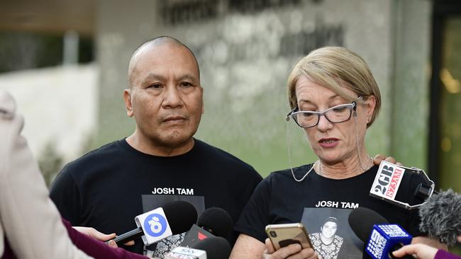 John (left) and Julie Tam, parents of Joshua Tam. Picture: Bianca De Marchi