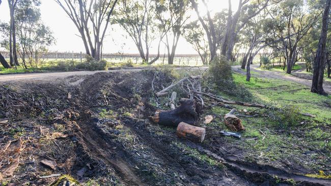 The scene of the fiery crash on Piggott Range Rd, Onkaparinga. Picture: Brenton Edwards