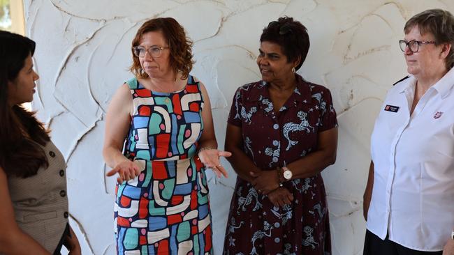 Salvation Army NT Manager of Family Violence Programs Hannah Stephen, Social Services Minister Amanda Rishworth, Lingiari MP Marion Scrymgour, Salvation Army NT area officer Kaye Viney. The federal government has granted Salvos $7.8m to develop new emergency homes in Alice Springs. Picture: Supplied.