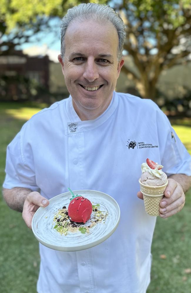 New v old - the two versions of the Ekka strawberry sundae.