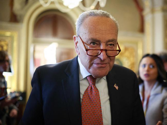 WASHINGTON, DC - MARCH 13: Senate Minority Leader Chuck Schumer (D-NY) leaves the Democratic caucus lunch at the U.S. Capitol on March 13, 2025 in Washington, DC. On Wednesday Senate Democrats, not in line with the continuing resolution passed by House Republicans providing a six-month funding extension to avert a government shutdown, proposed an alternate plan that would fund the government in the short term through April 11.   Kayla Bartkowski/Getty Images/AFP (Photo by Kayla Bartkowski / GETTY IMAGES NORTH AMERICA / Getty Images via AFP)