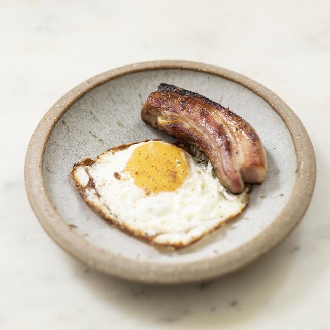 The Stock Market’s slab of bacon and an egg makes a tasty side dish.