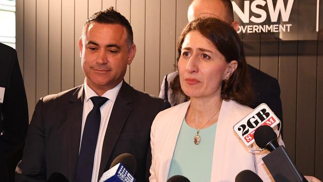 Deputy Premier John Barilaro appears alongside Premier Gladys Berejiklian.