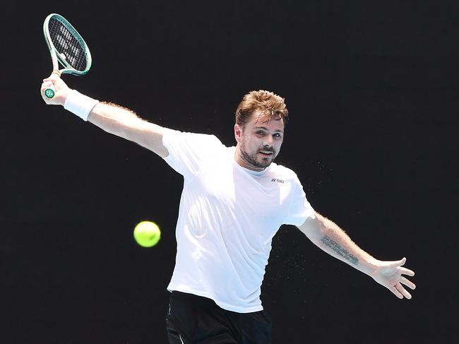 Stan Wawrinka during Australian Open practice. He is turning 39 in March. Picture: Josie Hayden