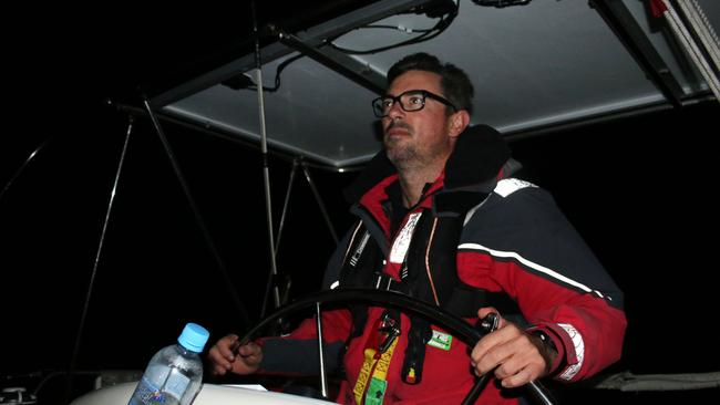 Steven Humphris, 40, at the helm during the Sydney Gold Coast Yacht Race aboard Ocean Gem. Photo: Shaya Laughlin