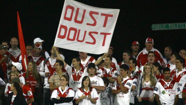 ‘Oust Doust’ banners are part and parcel of Dragons matches.