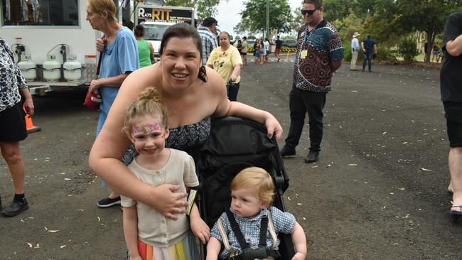 Evie, Sabrina (back) and Oscar at the Great Australian Bites Australia Day event 2023. Picture: Chloe Cufflin.