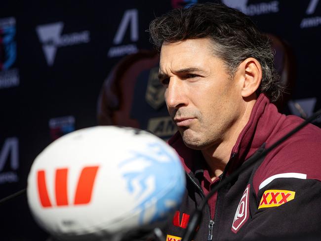 MELBOURNE, JUNE 25, 2024: Ampol State of Origin Game Two press conference. Queensland Maroons coach Billy Slater. Picture: Mark Stewart