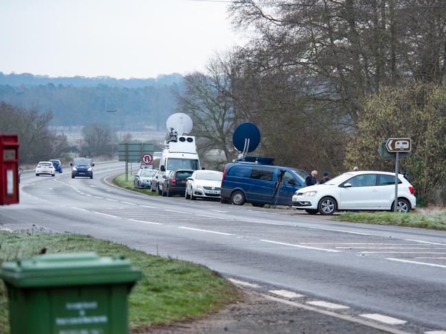 Pictured is the road junction where Prince Philip, the Duke of Edinburgh, was involved in a car crash where his Land Rover was hit by another car as he pulled out from The Queen's Sandringham Estate in Norfolk, UK. Picture: Matrix