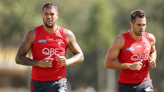 Lance Franklin and Josh Kennedy are two of the Swans’ best — and oldest. Pic: Getty Images