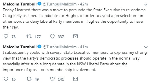 Malcolm Turnbull’s tweets. Picture: Twitter