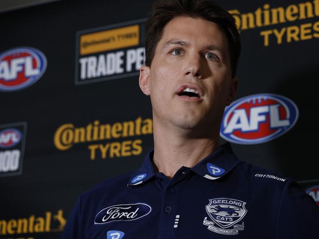 NCA. MELBOURNE, AUSTRALIA. October 7 , 2024.  AFL . Trade Period day 1.   GeelongÃs Andrew Mackie at Marvel Stadium today  .  Pic : Michael Klein