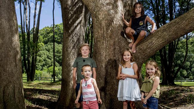 Jameson, 2, Zakariah, 7, Indigo, 7, Sahara, 5, and Jayden, 10 . Picture: Jerad Williams