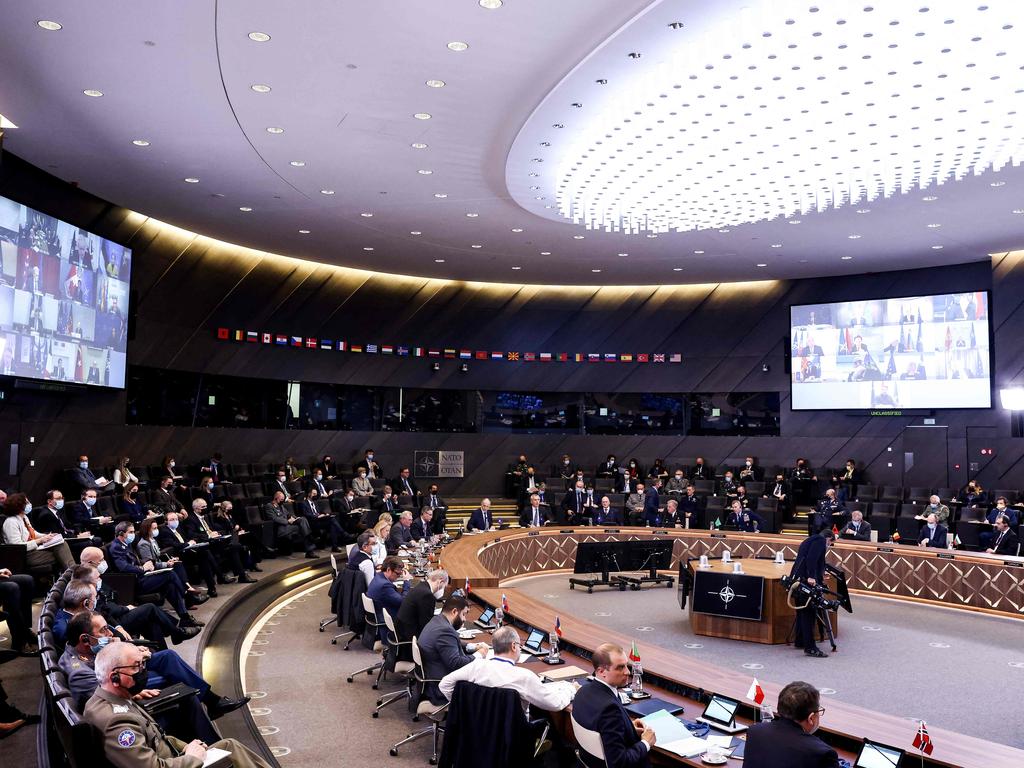 NATO Secretary-general Jens Stoltenberg delivers the opening remarks during a NATO video summit on Russia's invasion of Ukraine. Picture: AFP