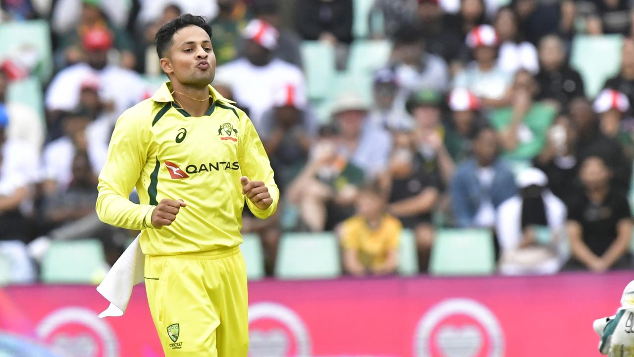 Promising young leg-spinner Tanveer Sangha has missed the final cut in Australia’s squad for the ODI World Cup in India. Picture: Sydney Seshibedi / Getty Images