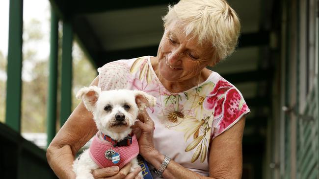 Monika Biernacki from Doggie Rescue in Ingleside with Deezy, who has been looking for a new home since 2013. Picture: Jonathan Ng