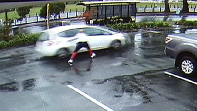 The mother tried to chase the car as it drove off. Picture: Seven News