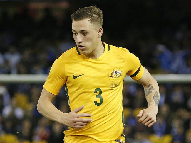 Socceroos Vs Greece at Etihad Stadium, 7th June, Melbourne  Australia.  Australia's Alex GersbachPicture : George Salpigtidis