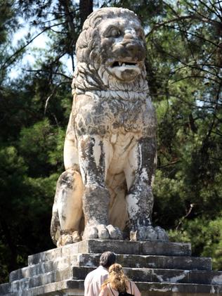 Missing link ... This lion may have once sat atop the tomb. Source: AFP