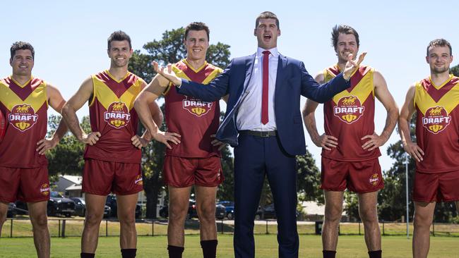 League Commissioner, Jonathan Brown with the five ex-AFL players.