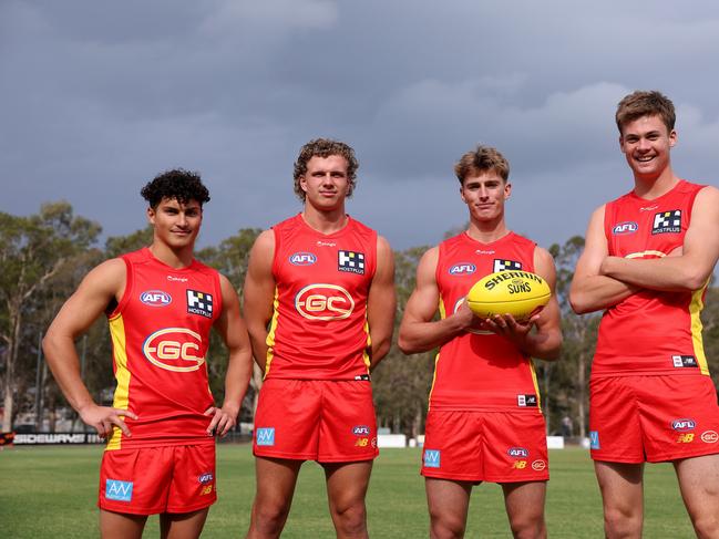 Gold Coast’s prized academy quartet from last year’s draft. Picture: Chris Hyde/Getty Images