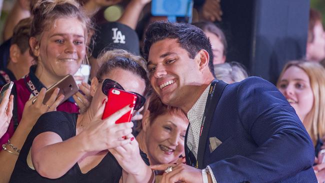 Hemsworth wasn’t the only familiar face on the red carpet. The Hulk body double and The Bachelorette contestant Apollo was also there to meet fans of the film. Picture: Jerad Williams