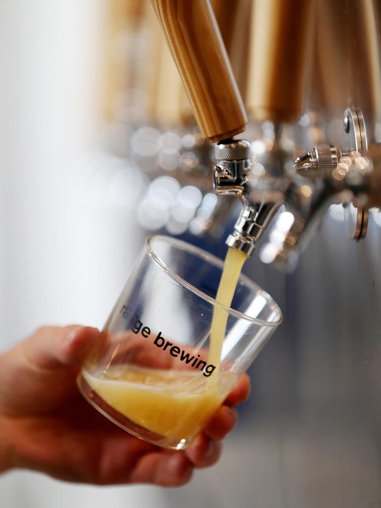 Pouring a beer at Range Brewing in Newstead. Picture: Tara Croser.