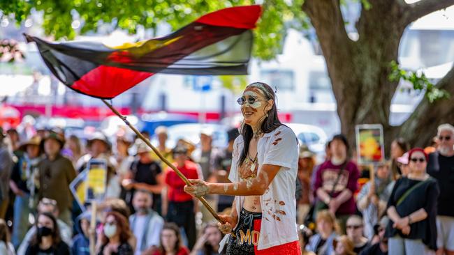 Crowds gathered at Parliament Lawns on Sunday 26th January 2025 for an Invasion Day march. Picture: Linda Higginson