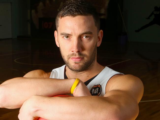 Point Guard and veteran Adam Gibson. The Brisbane Bullets have their first pre-season training session at Carina. Pic Jono Searle.