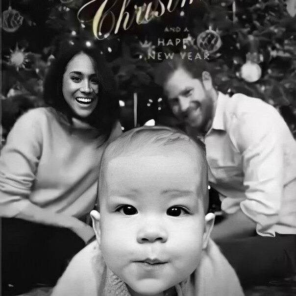 Their 2019 Christmas card was in black and white. Picture: Instagram.